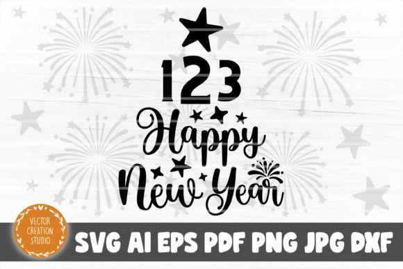 123 Happy New Year SVG Cut File
